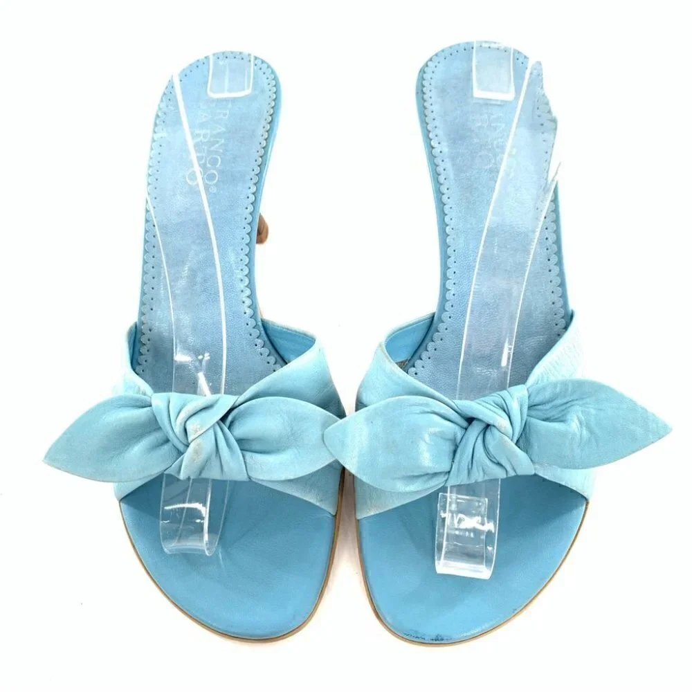 Franco sarto womens heels size 7 blue leather vintage y2k 90s bow